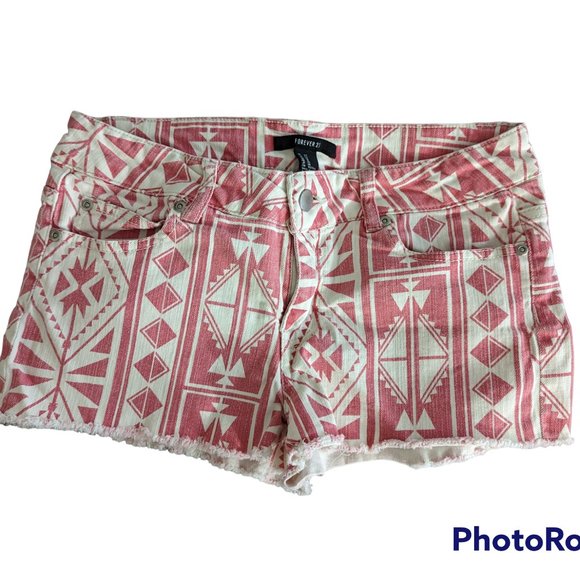 Short Rayé à Motifs Sud-ouest Forever21 Taille L – Occasion En Très Bon état, Coupe Basique